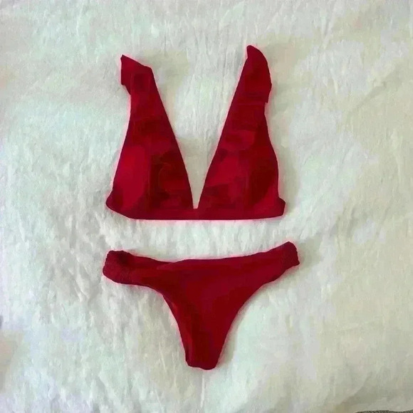 Red Ruffle Bikini Set - Medium - Picture 1 of 4